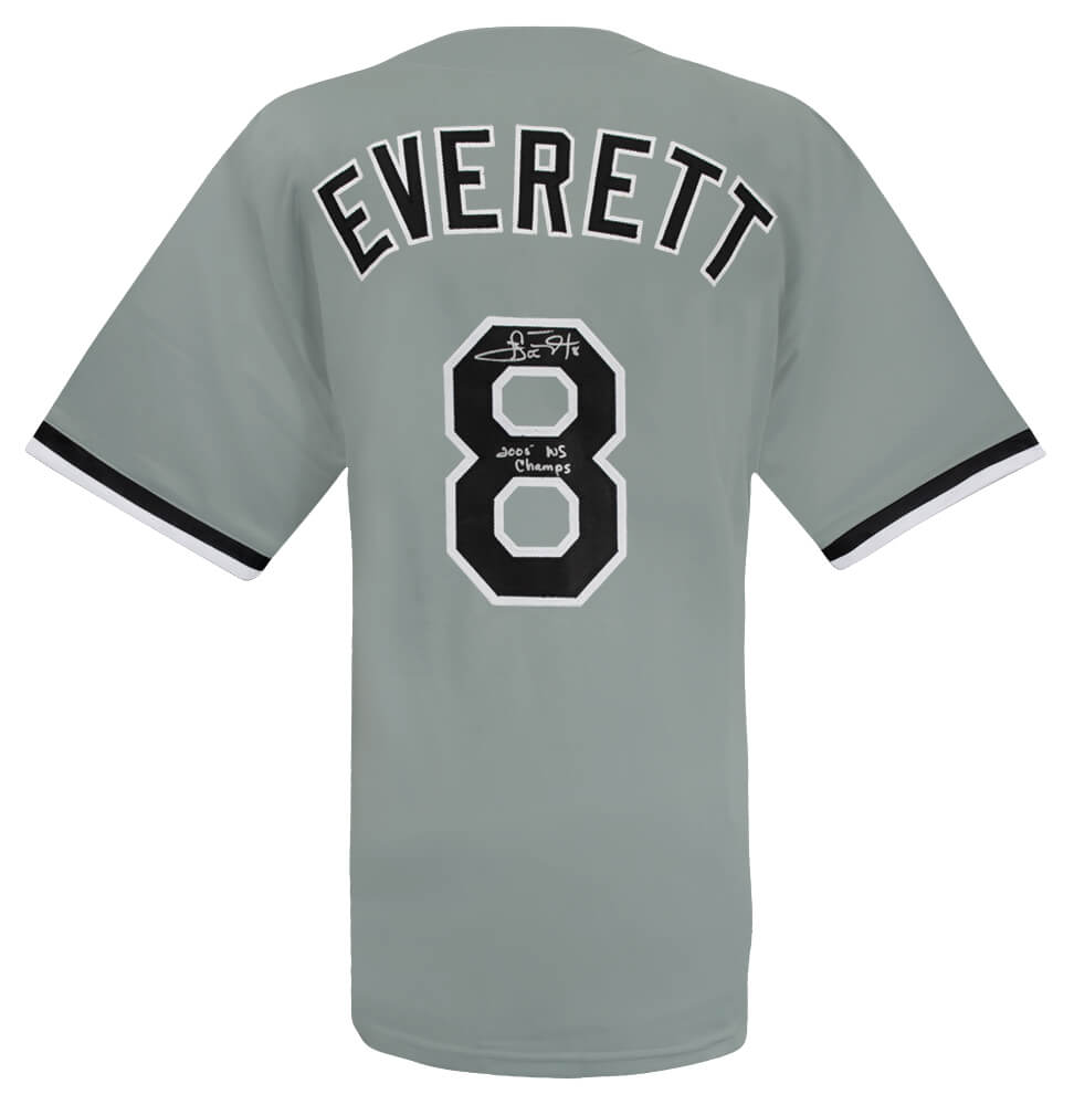 Chicago White Sox Carl Everett Signed Grey Custom Baseball Jersey w2005 WS Champs