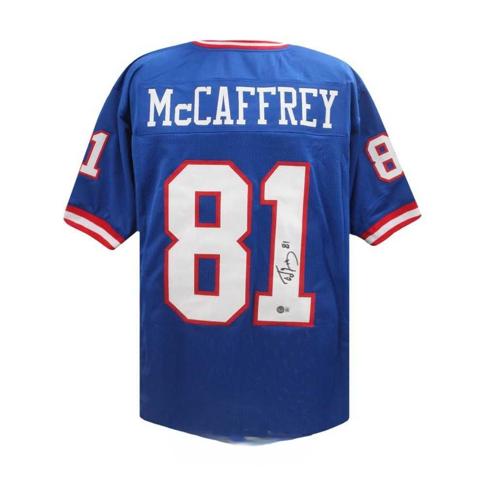 Ed McCaffrey Autographed New York Giants Custom Blue Football Jersey BAS Authenticated