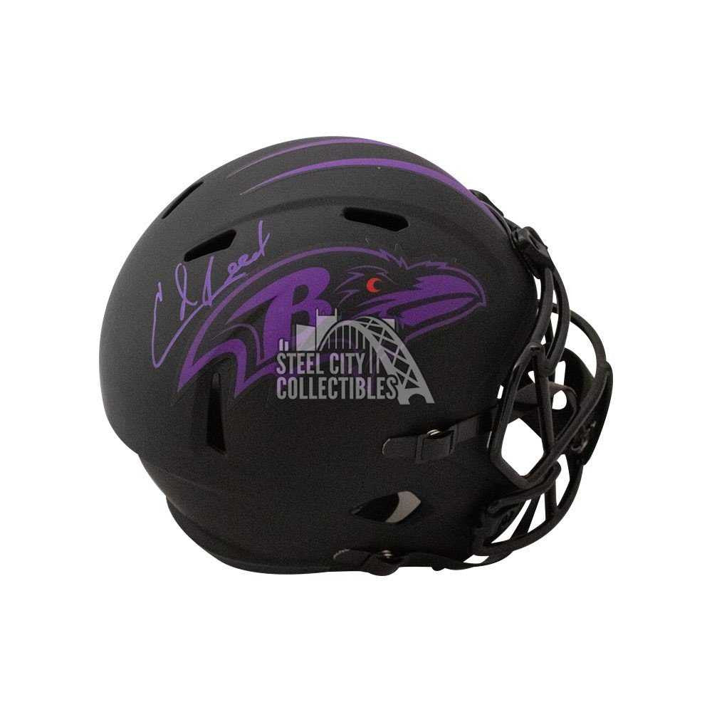 Ed Reed Autographed Baltimore Ravens Eclipse Replica Full-Size Football Helmet - BAS (Purple Ink)