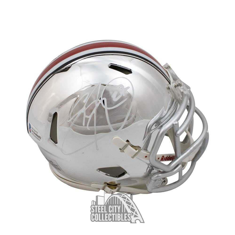 Eddie George Autographed Ohio State Chrome Mini Football Helmet - BAS COA
