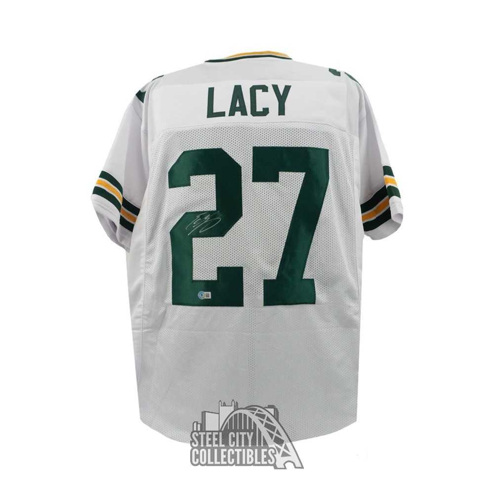 Eddie Lacy Autographed Green Bay Custom White Football Jersey - BAS