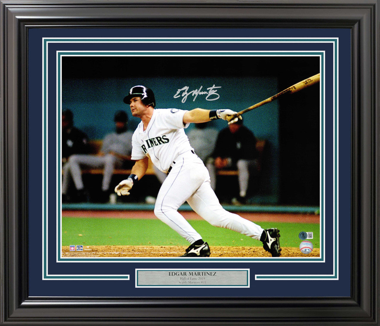 Edgar Martinez Signed Framed 16×20 Seattle Mariners “The Double” Photo – Beckett BAS Witness COA