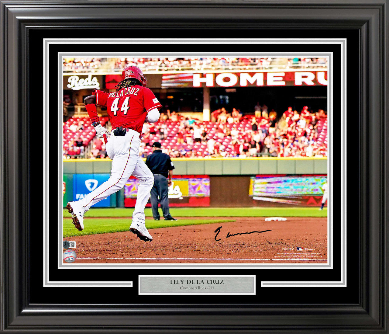 Elly De La Cruz Autographed Cincinnati Reds Framed 16x20 Home Run Trot Photo – Beckett BAS Witness