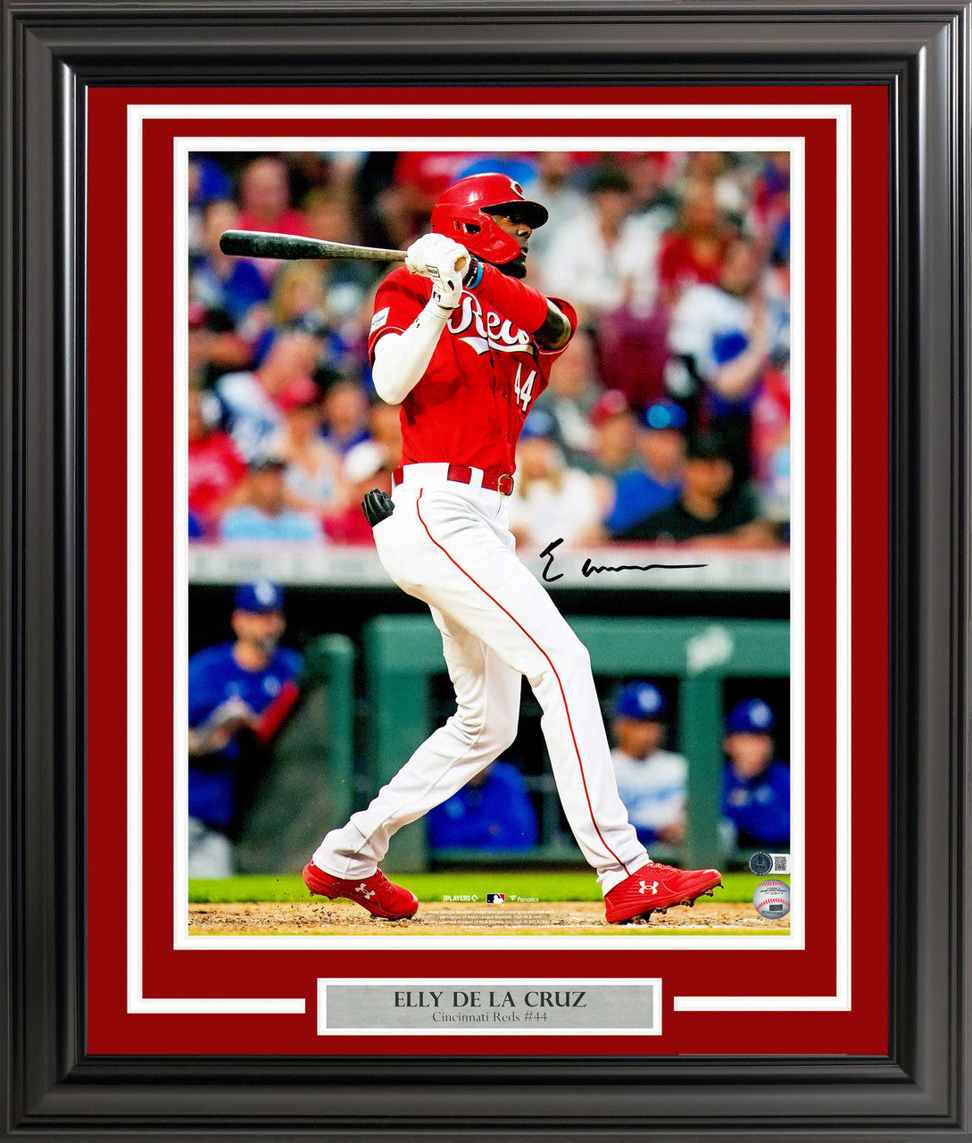 Elly De La Cruz Signed Framed 16x20 Cincinnati Reds Home Run Swing Photo – Beckett BAS Witness COA