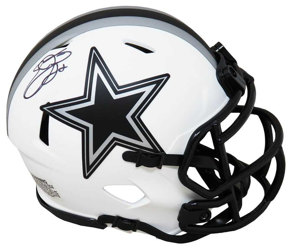 Emmitt Smith Signed Dallas Cowboys Lunar Eclipse White Matte Riddell Speed Mini Helmet - Emmitt Smith Authentic