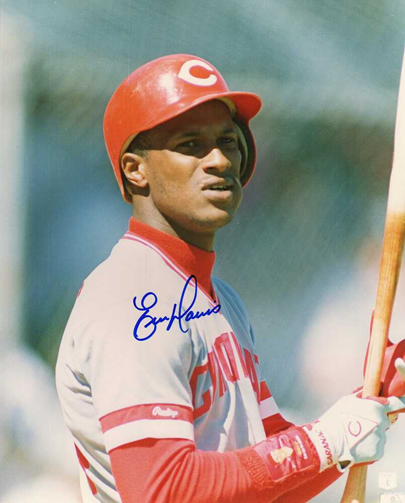 Eric Davis Signed Cincinnati Reds Bat In Hand Close Up 8x10 Photo - Schwartz Authenticated