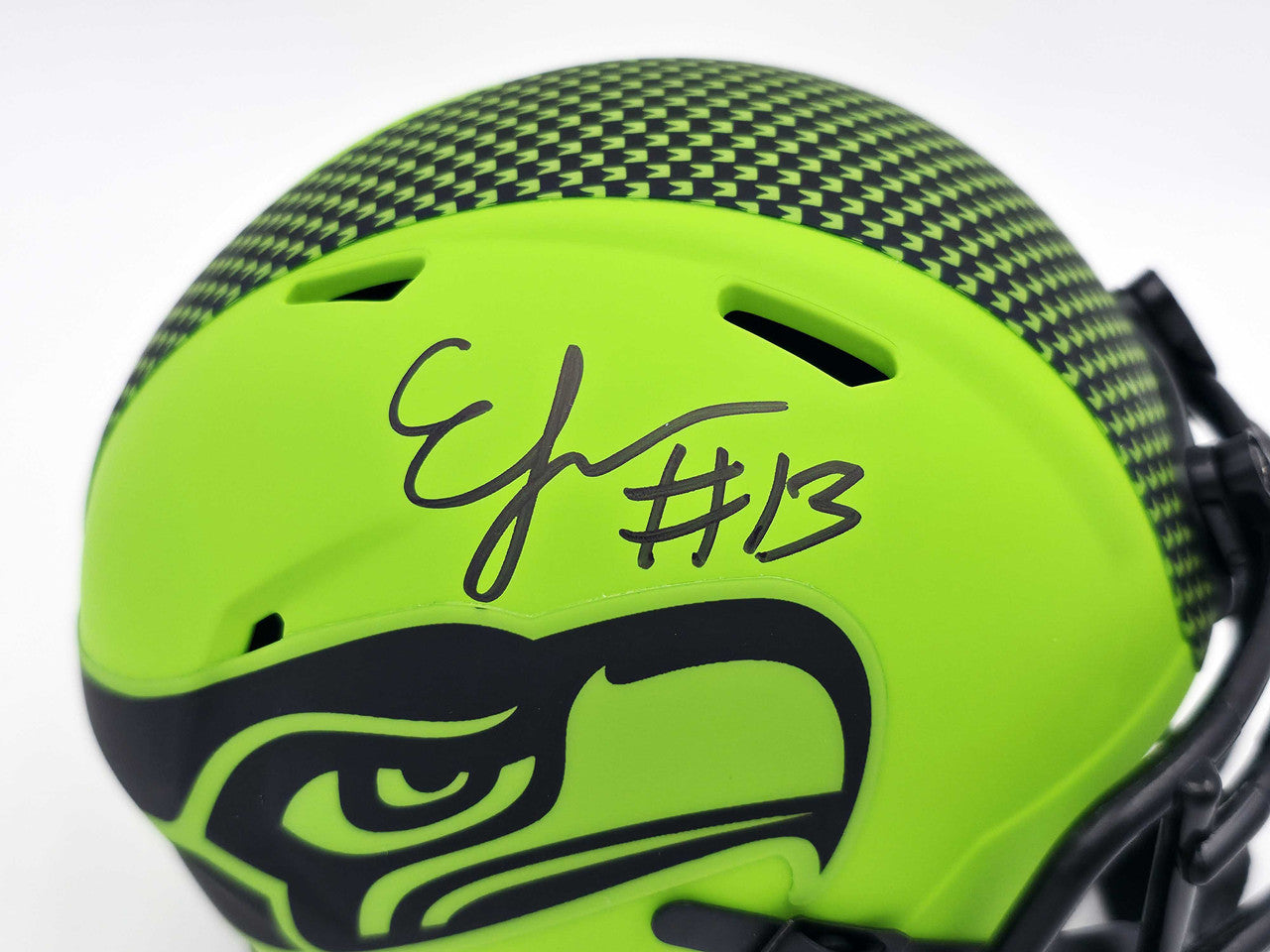 Seahawks Rave Ernest Jones IV Autographed Seattle Seahawks Rave Green Speed Mini Hel