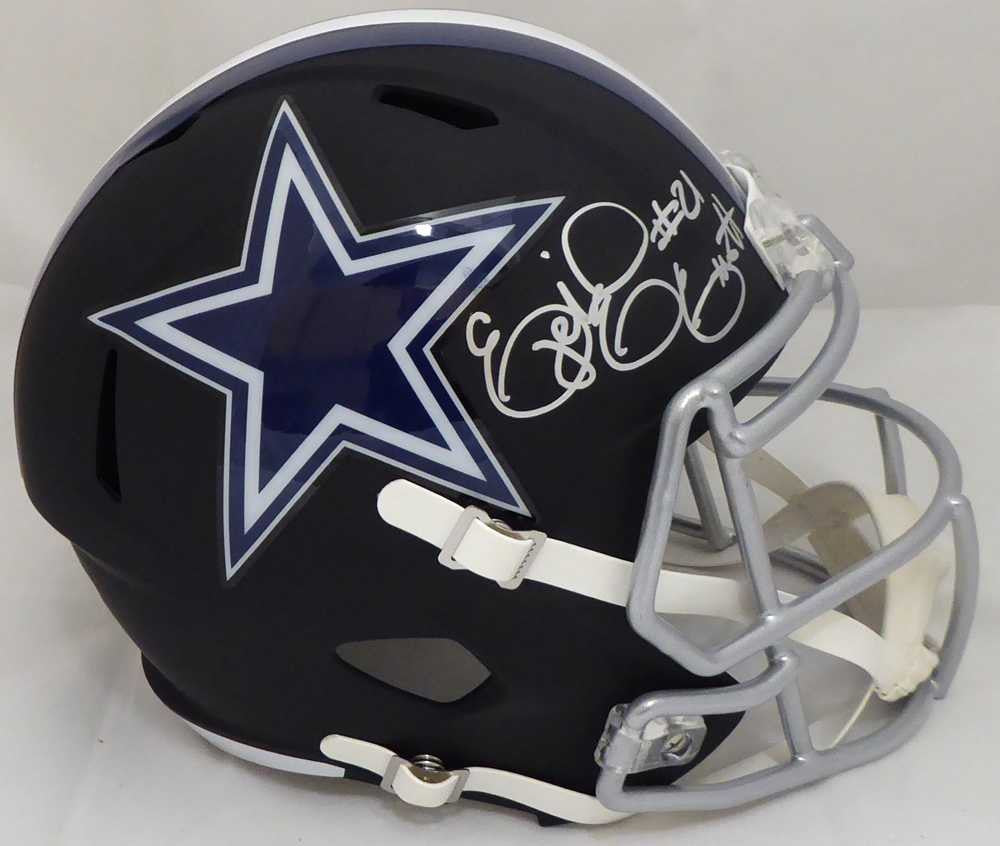 Ezekiel Elliott Autographed Dallas Cowboys Matte Black Full Size Speed Replica Helmet Beckett BAS