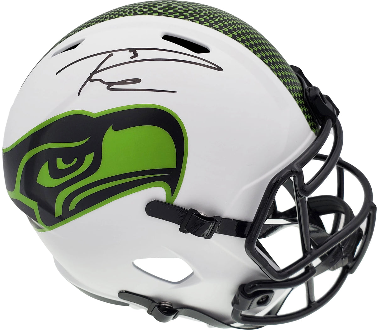 Russell Wilson Autographed Seattle Seahawks White Lunar Eclipse Full-Size Speed Replica Helmet - RW Holo & Beckett BAS