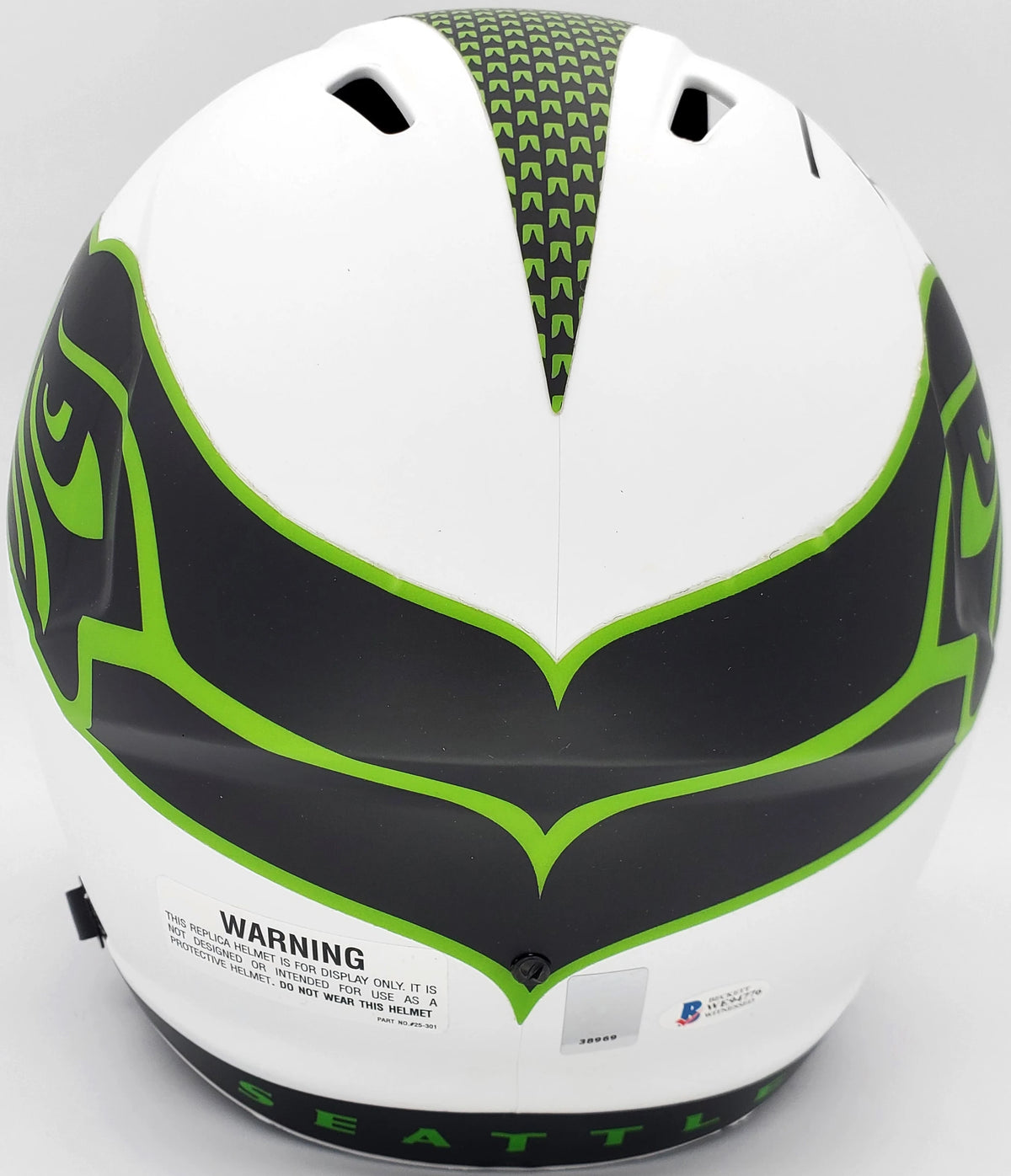 Russell Wilson Autographed Seattle Seahawks White Lunar Eclipse Full-Size Speed Replica Helmet - RW Holo & Beckett BAS