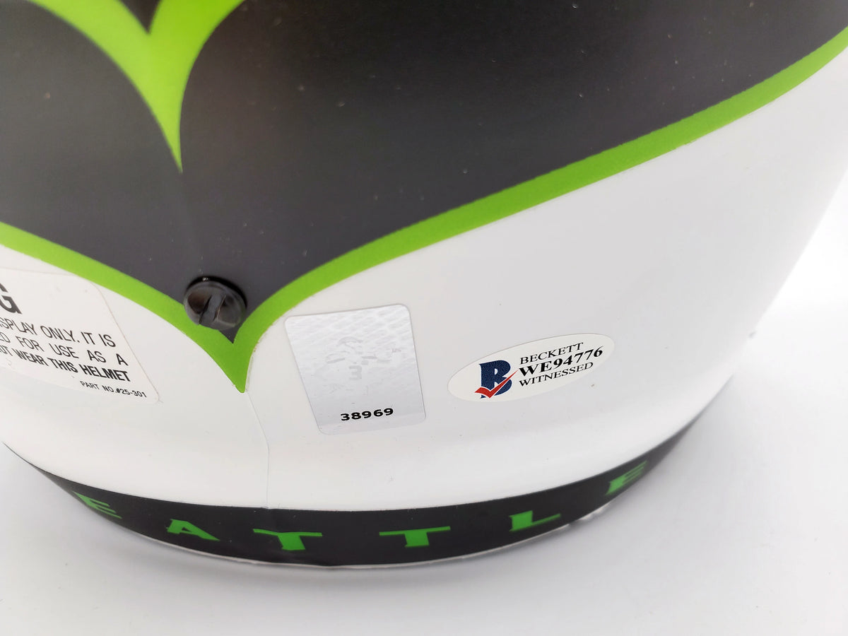 Russell Wilson Autographed Seattle Seahawks White Lunar Eclipse Full-Size Speed Replica Helmet - RW Holo & Beckett BAS