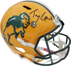 North Dakota State Bison Trey Lance Autographed Yellow Speed Replica Helmet - BAS COA