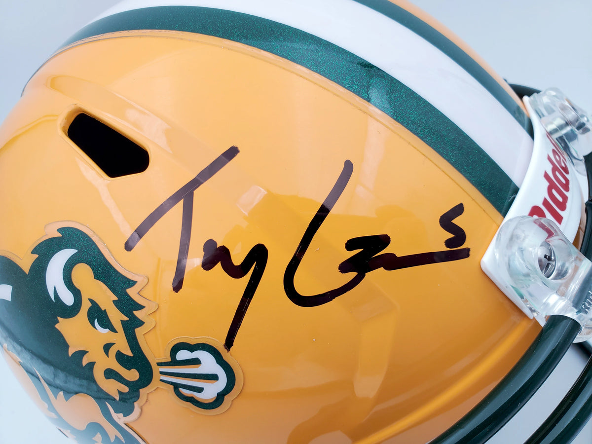 North Dakota State Bison Trey Lance Autographed Yellow Speed Replica Helmet - BAS COA