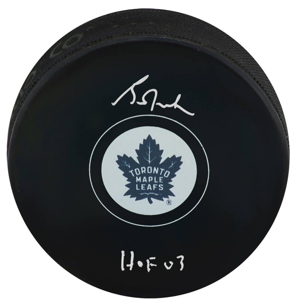 Grant Fuhr Signed Toronto Maple Leafs Logo Hockey Puck w/HOF'03