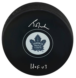 Grant Fuhr Signed Toronto Maple Leafs Logo Hockey Puck w/HOF'03