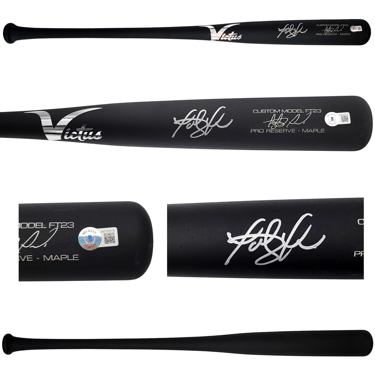 Fernando Tatis Jr. Autographed Matte Black Victus Bat San Diego Padres Beckett BAS QR