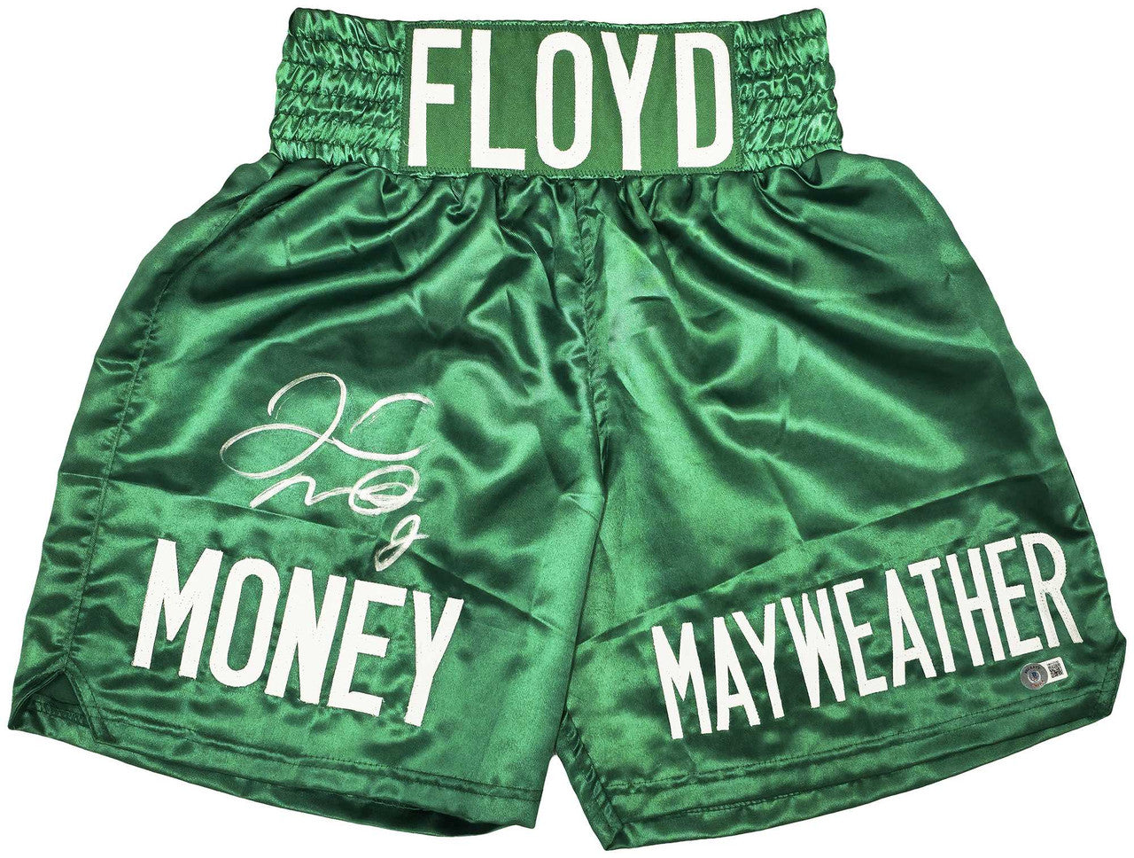 Floyd Mayweather Jr. Signed Green Boxing Trunks – Beckett BAS Witness COA