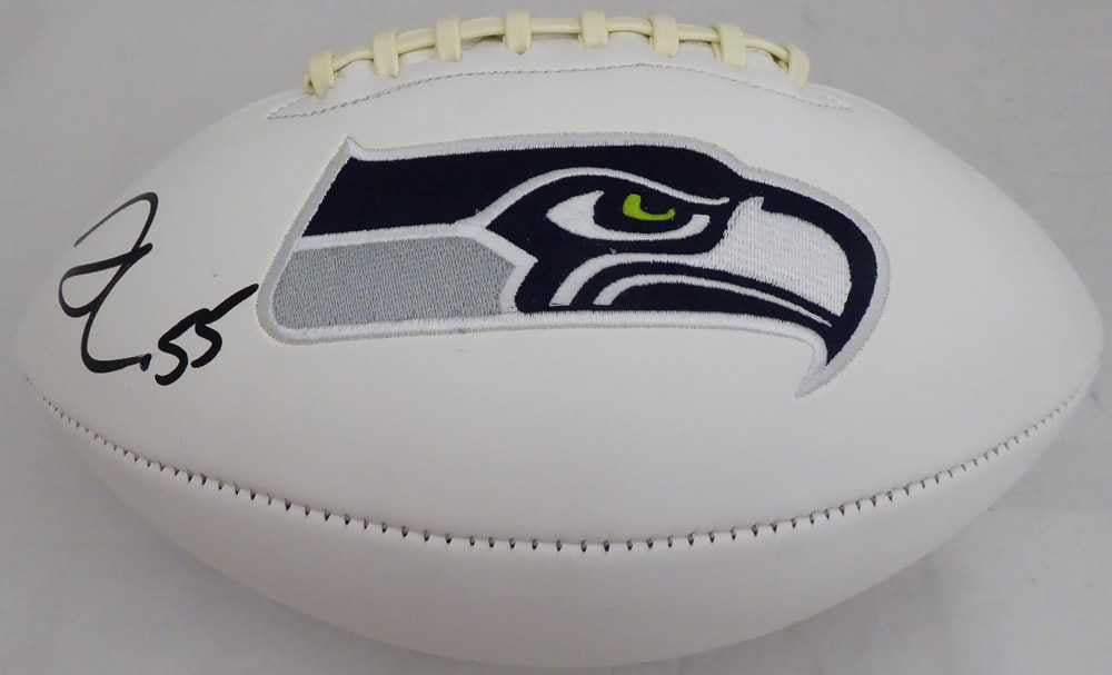 Frank Clark Autographed White Seattle Seahawks Logo Football MCS Holo Stock #137956