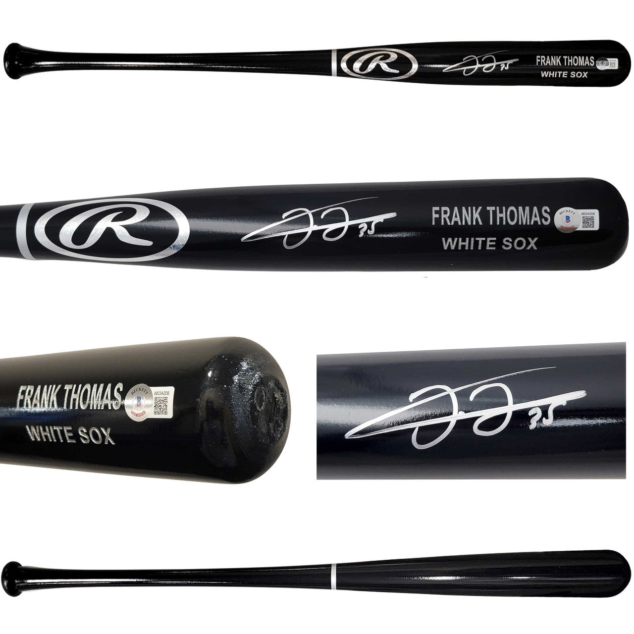 Frank Thomas Signed Black Rawlings Bat – Beckett BAS Witness