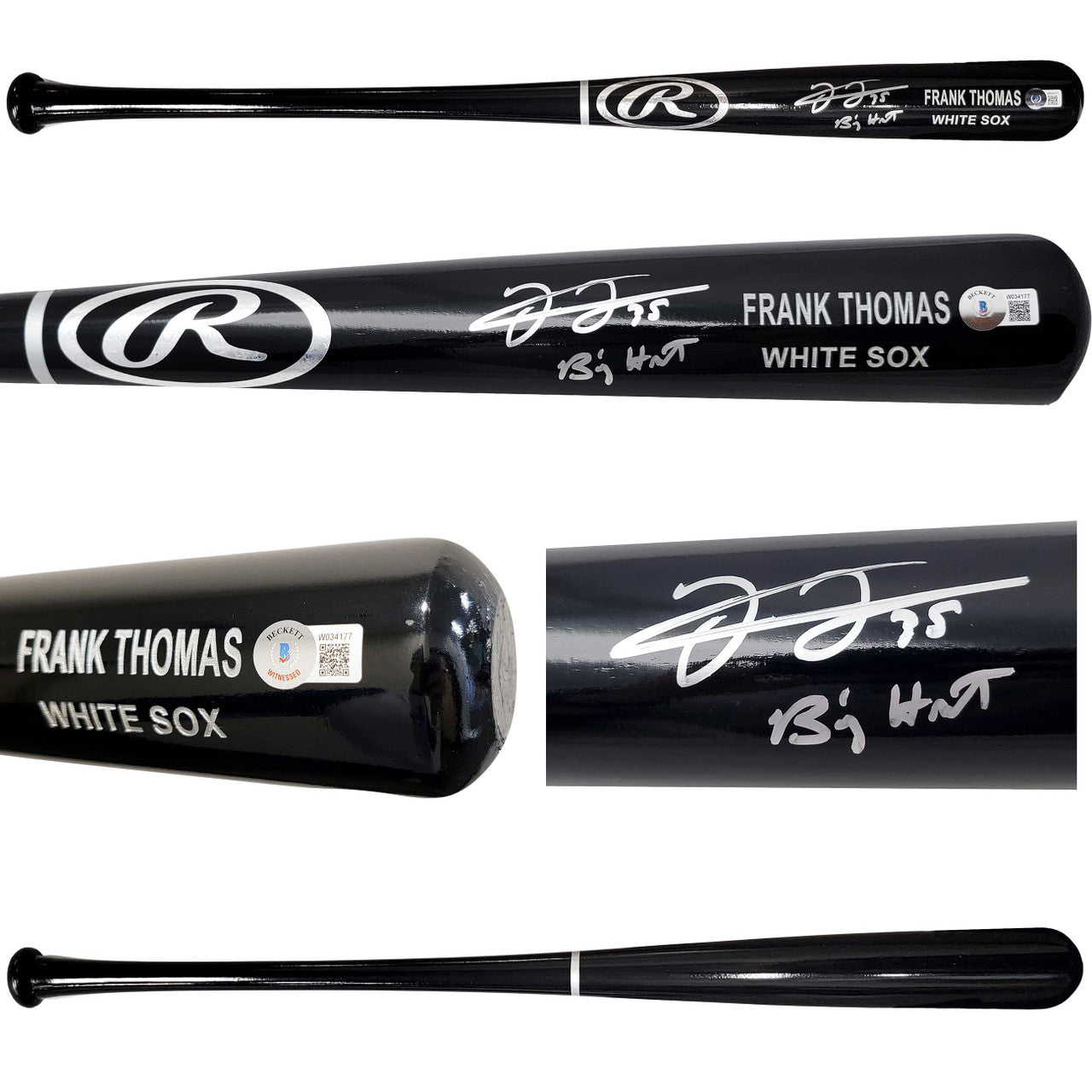 Frank Thomas Signed Black Rawlings Bat “Big Hurt” – BAS Witness