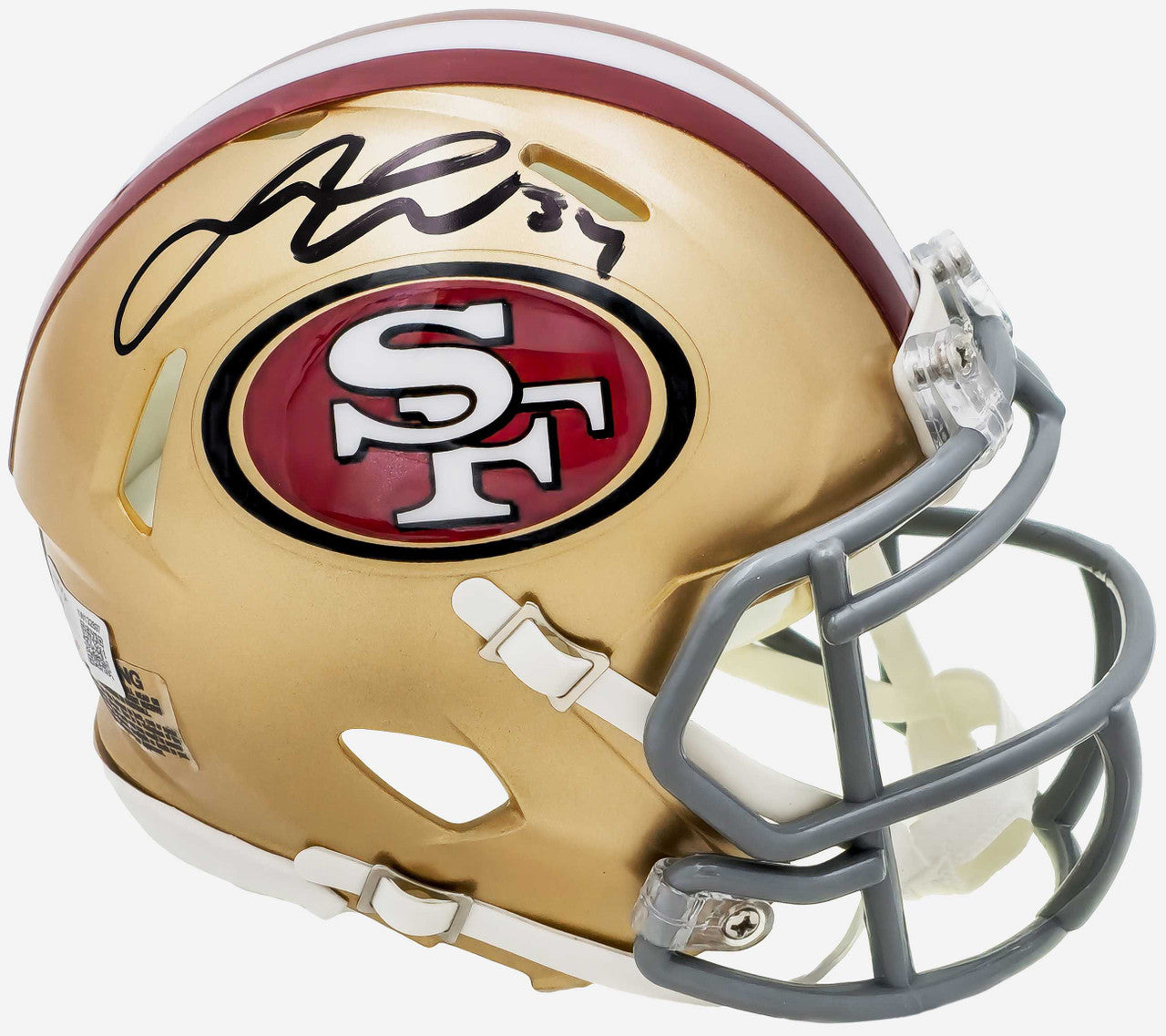 Fred Warner Autographed San Francisco 49ers Gold Speed Mini Helmet Beckett BAS Witness!