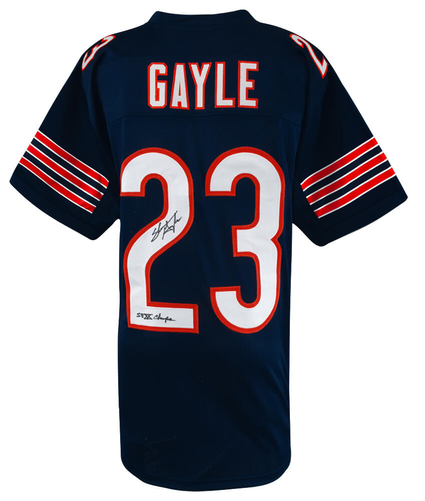 Chicago Bears Shaun Gayle Signed Navy Custom Football Jersey w/SB XX Champs