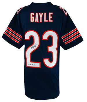 Chicago Bears Shaun Gayle Signed Navy Custom Football Jersey w/SB XX Champs