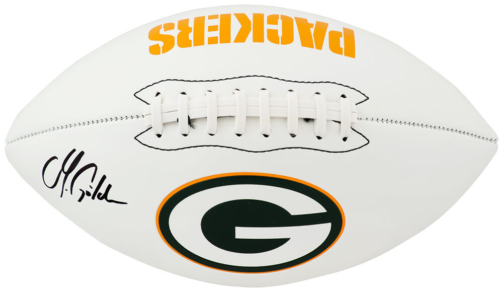 Matthew Golden Signed Green Bay Packers Franklin White Logo Football - Schwartz Authenticated