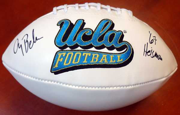 Gary Beban Autographed White Logo Football UCLA Bruins "67 Heisman" PSA/DNA