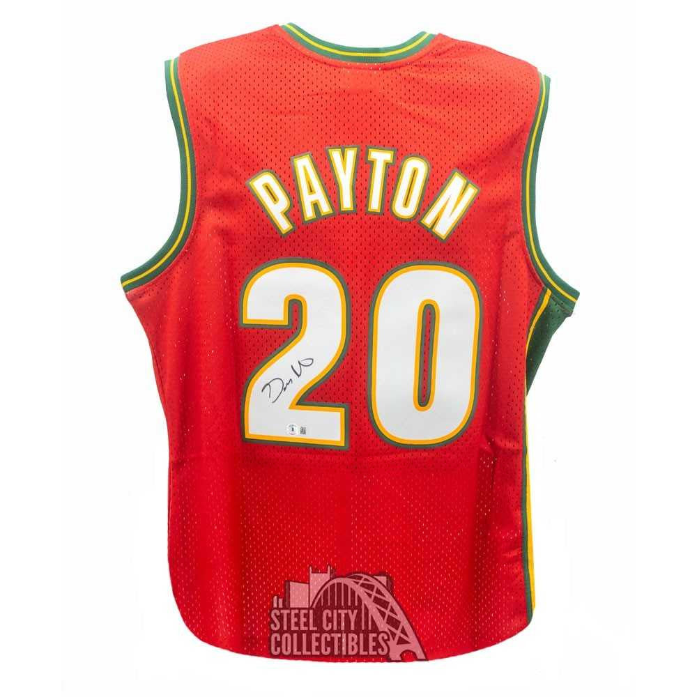 Gary Payton Autographed Seattle Mitchell & Ness Red Basketball Jersey (Large) - BAS