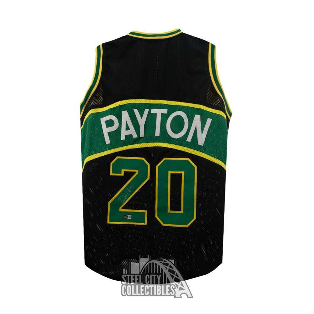 Gary Payton Autographed Seattle Super Sonics Custom Black Basketball Jersey - BAS
