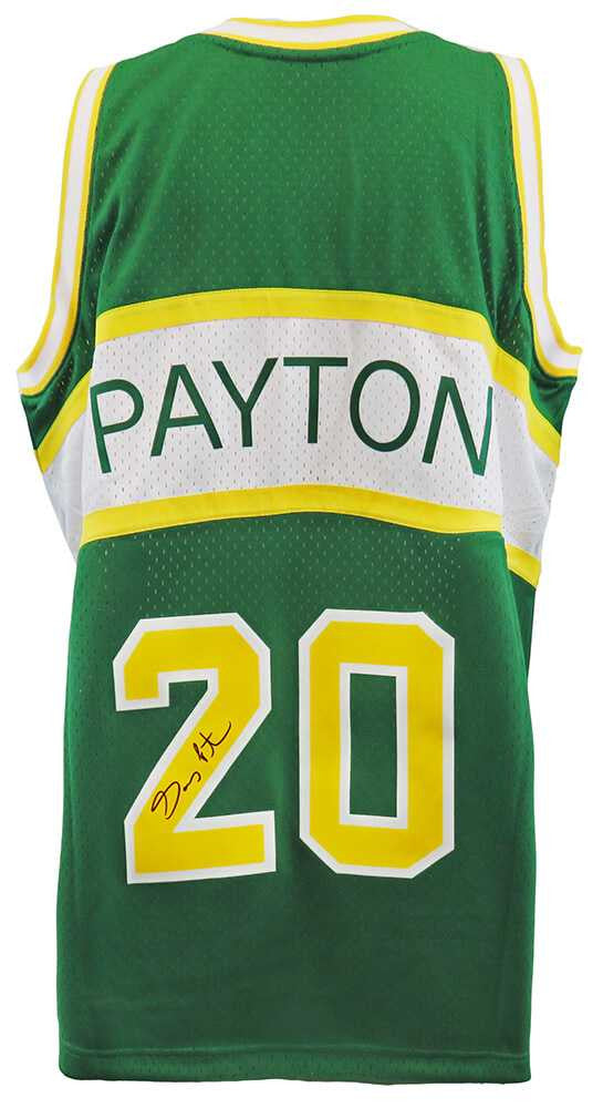 Gary Payton Signed Seattle Supersonics 1994 Green Road T/B M&N Swingman Basketball Jersey - Schwartz Authenticated