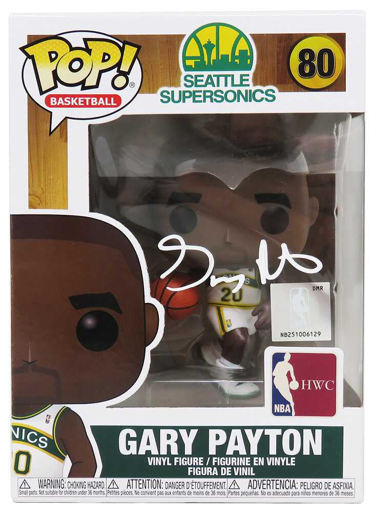 Gary Payton Signed Seattle Supersonics NBA Funko Pop Doll #80 - Schwartz Authenticated