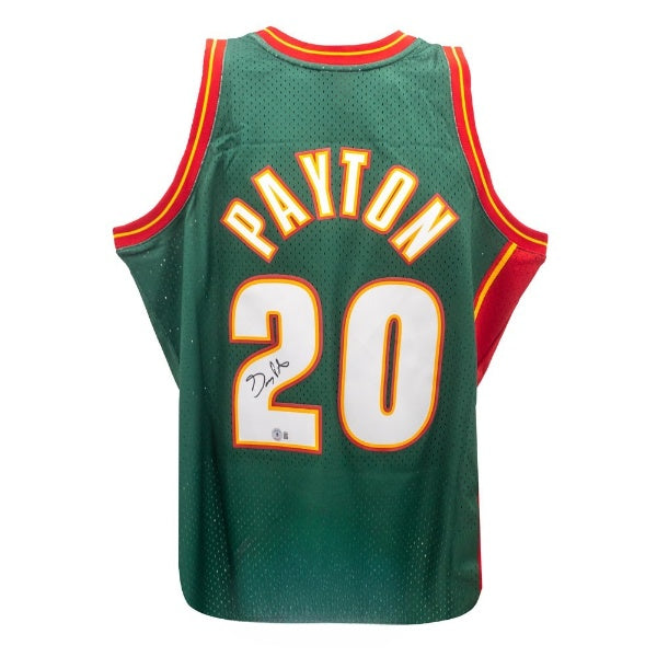 Gary Payton Autographed Seattle SuperSonics Mitchell & Ness Green Jersey BAS Authenticated