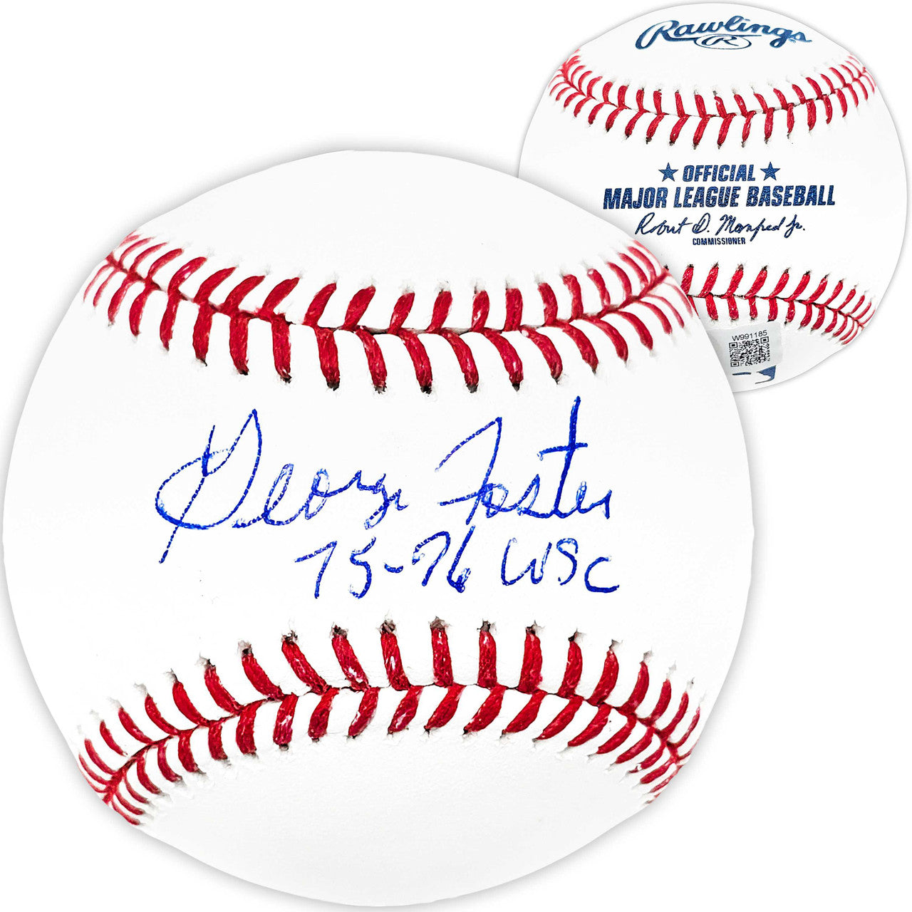 George Foster Autographed Official MLB Baseball Cincinnati Reds "75-76 WSC" Beckett BAS Witness