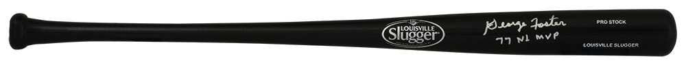 George Foster Signed Louisville Slugger Pro Stock Black Baseball Bat w/77 NL MVP