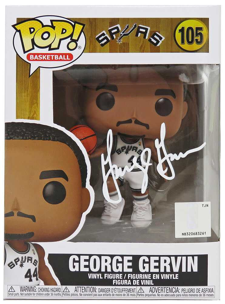 George Gervin Signed San Antonio Spurs Funko Pop Doll #105 - Schwartz Authenticated