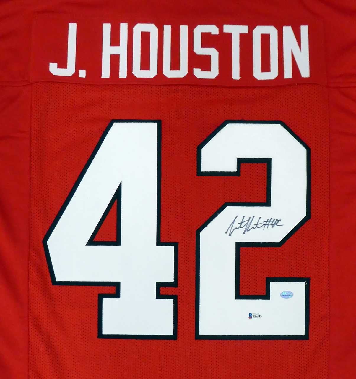 Georgia Bulldogs Justin Houston Autographed Red Jersey Beckett BAS