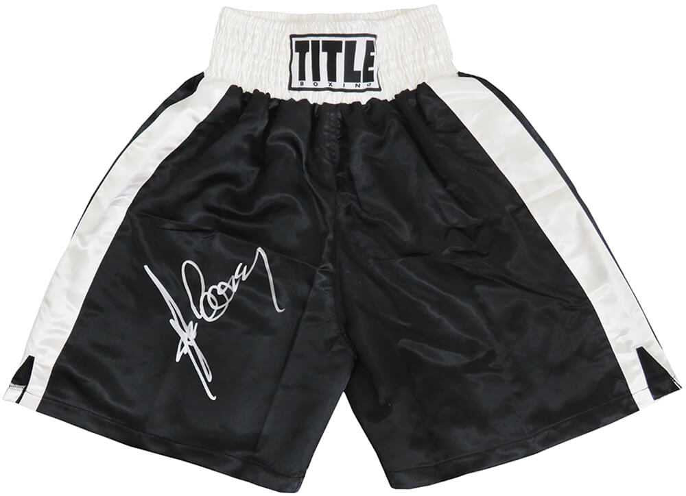 Gerry Cooney Signed Title Black & White Trim Boxing Trunks - Schwartz Authenticated