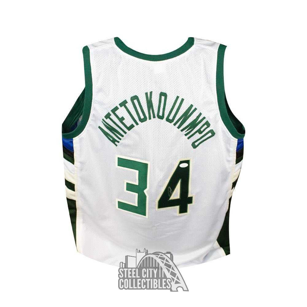 Giannis Antetokounmpo Autographed Greek Freak Milwaukee Custom Basketball Jersey - JSA COA