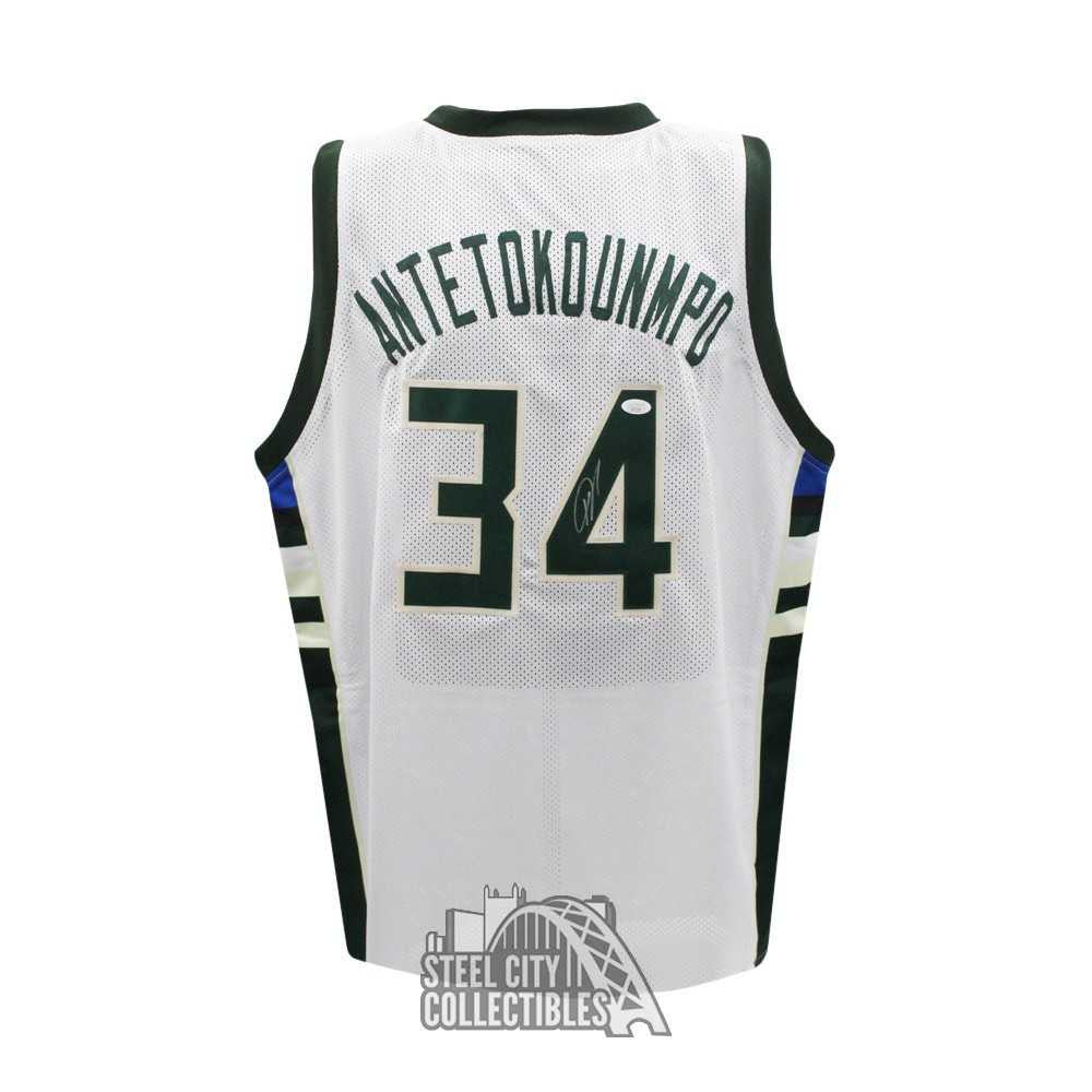 Giannis Antetokounmpo Autographed Milwaukee Custom No City White Basketball Jersey - JSA