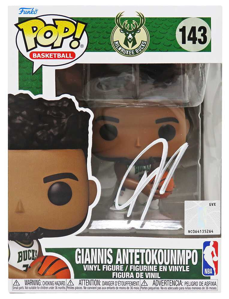 Giannis Antetokounmpo Signed Milwaukee Bucks NBA Funko Pop Doll #143 - Schwartz Authenticated