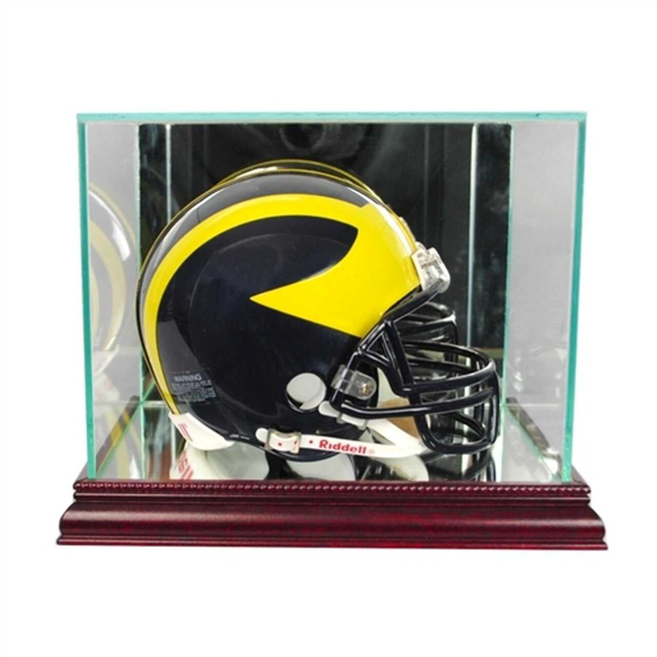 Glass Mini Helmet Display Case - Cherry Base