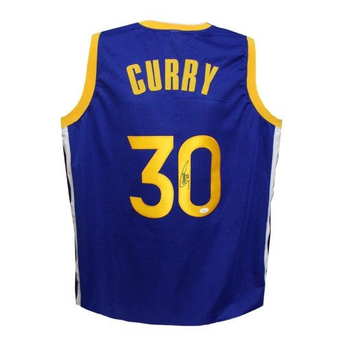 Golden State Warriors Stephen Curry Autographed Blue Jersey - JSA