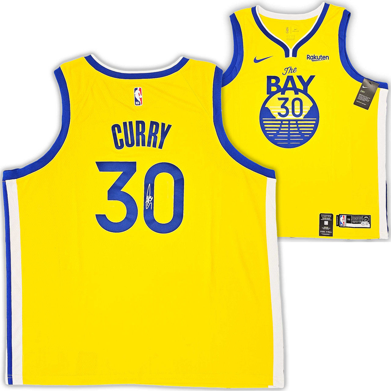 Golden State Warriors Stephen Curry Autographed Yellow Nike Swingman Jersey Size 48 Beckett BAS QR
