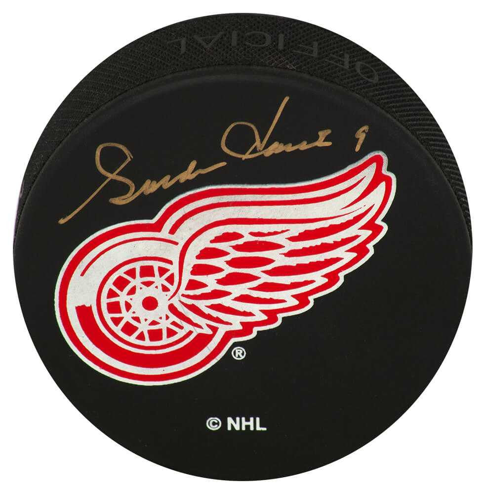 Gordie Howe Autographed Detroit Red Wings Logo Hockey Puck – JSA COA