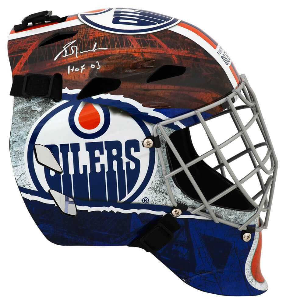 Grant Fuhr Signed Edmonton Oilers Franklin Replica Street Hockey Goalie Mask w/HOF'03 - Schwartz Authenticated