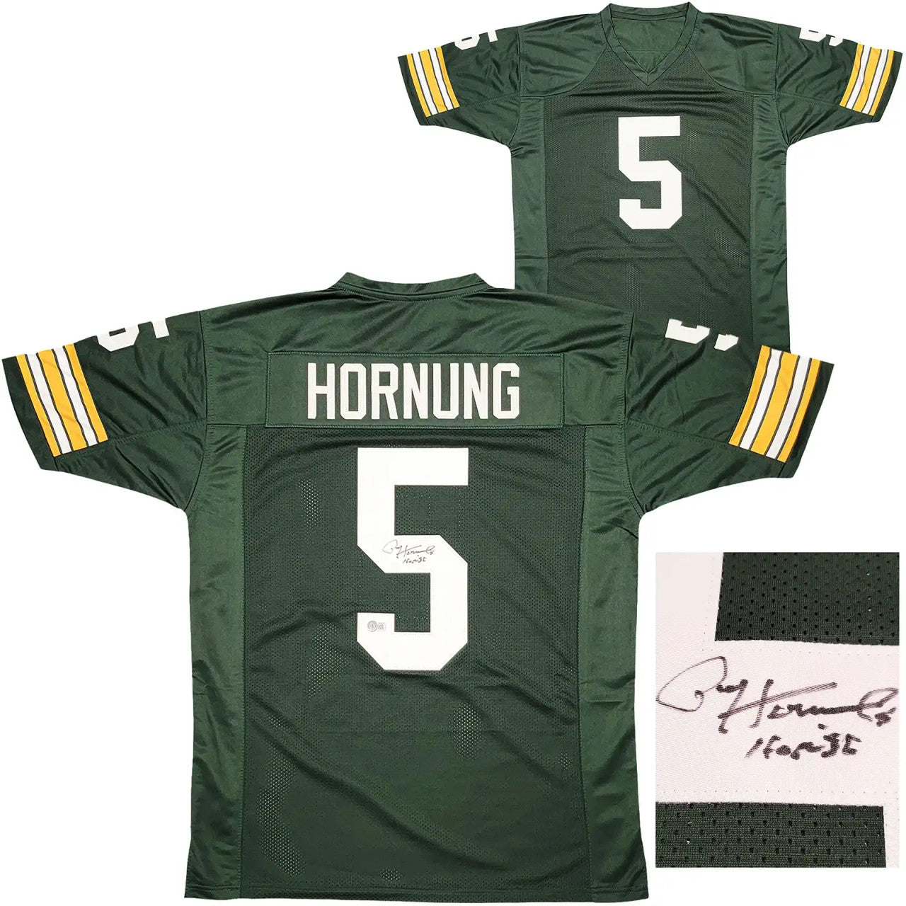 Paul Hornung Autographed Green Bay Packers Green Jersey “HOF 86” – Beckett BAS QR COA