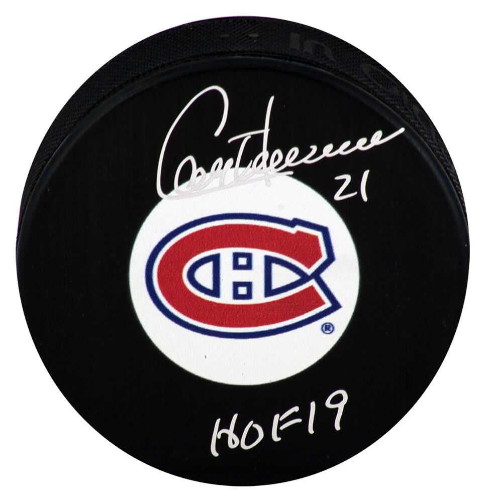 Guy Carbonneau Signed Montreal Canadiens Medium Logo Hockey Puck w/HOF'19