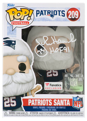 John Hannah Signed New England Patriots 'SANTA' Funko Pop Doll #209 w/HOF'91